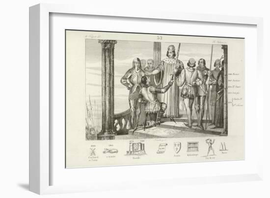 Charles V of France Offering Bertrand Duguesclin the Sword of Constable of France-null-Framed Giclee Print