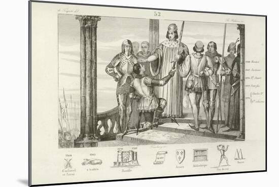 Charles V of France Offering Bertrand Duguesclin the Sword of Constable of France-null-Mounted Giclee Print