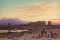 Bedouin Encampment before the Temple of Hathor at Dendera-Charles Vacher-Framed Stretched Canvas