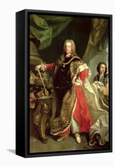 Charles VI, Holy Roman Emperor Wearing the Robes of the Order of the Golden Fleece-Johann Gottfried Auerbach-Framed Stretched Canvas