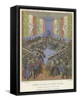 Charles VII Holding a Public Audience-Jean Fouquet-Framed Stretched Canvas
