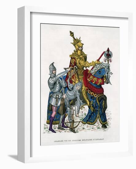 Charles VII, King of France, on Horseback in Full Armour, 15th Century (1882-188)-Gautier-Framed Giclee Print