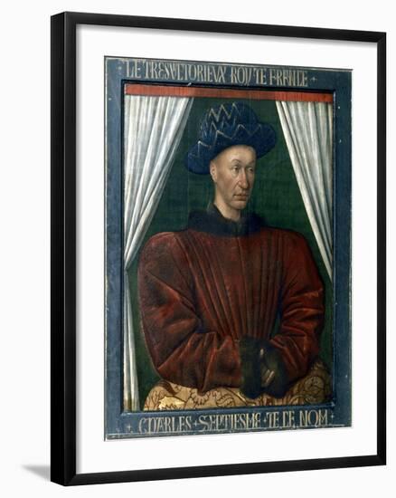 Charles VII of France, 15th Century-Jean Fouquet-Framed Giclee Print