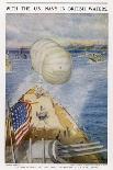An Observation Balloon on an American Battleship in British Waters-Charles W. Wyllie-Framed Stretched Canvas