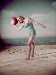 Blonde Pin-Up on Beach-Charles Woof-Photographic Print