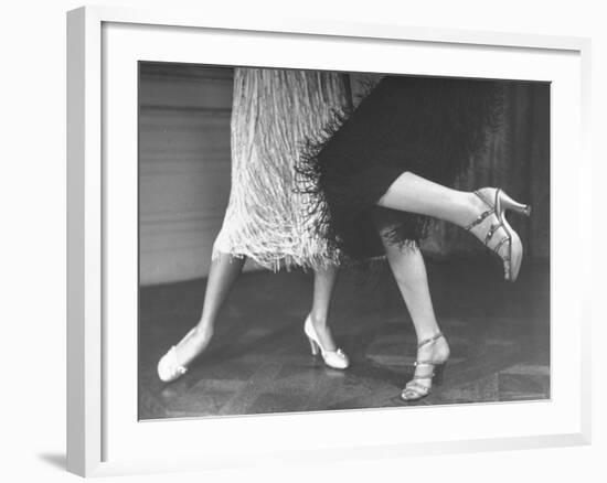 Charleston Dancers in Fringed Skirts Wearing Rhinestone Trimmed Pumps and Strapped Sandals-Nina Leen-Framed Photographic Print