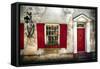 Charleston Red Door And Shutters-George Oze-Framed Stretched Canvas