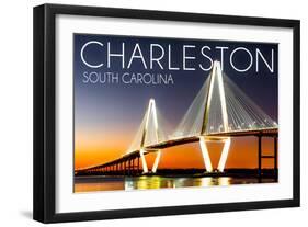 Charleston, South Carolina - Arthur Ravenel Jr. Bridge at Sunset-Lantern Press-Framed Art Print