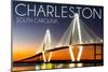 Charleston, South Carolina - Arthur Ravenel Jr. Bridge at Sunset-Lantern Press-Mounted Art Print