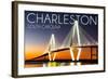 Charleston, South Carolina - Arthur Ravenel Jr. Bridge at Sunset-Lantern Press-Framed Art Print