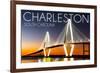 Charleston, South Carolina - Arthur Ravenel Jr. Bridge at Sunset-Lantern Press-Framed Premium Giclee Print