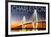 Charleston, South Carolina - Arthur Ravenel Jr. Bridge at Sunset-Lantern Press-Framed Premium Giclee Print