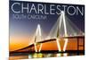 Charleston, South Carolina - Arthur Ravenel Jr. Bridge at Sunset-Lantern Press-Mounted Premium Giclee Print