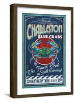 Charleston, South Carolina - Blue Crabs-Lantern Press-Framed Art Print