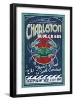 Charleston, South Carolina - Blue Crabs-Lantern Press-Framed Art Print