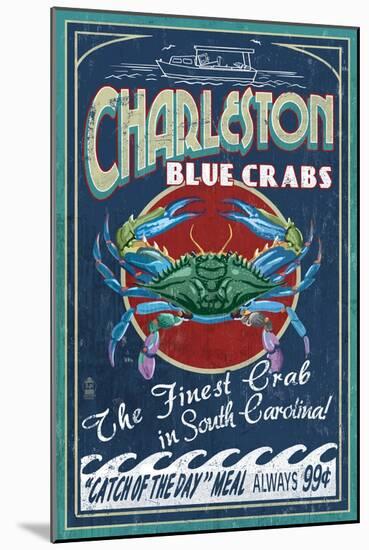 Charleston, South Carolina - Blue Crabs-Lantern Press-Mounted Art Print