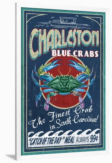 Charleston, South Carolina - Blue Crabs-Lantern Press-Framed Art Print