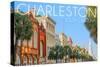 Charleston, South Carolina - Colorful Buildings-Lantern Press-Stretched Canvas
