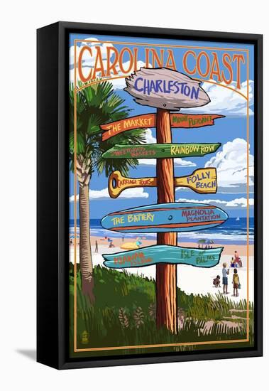 Charleston, South Carolina - Destination Signs-Lantern Press-Framed Stretched Canvas