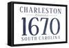 Charleston, South Carolina - Established Date (Blue)-Lantern Press-Framed Stretched Canvas