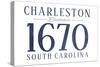 Charleston, South Carolina - Established Date (Blue)-Lantern Press-Stretched Canvas