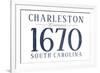 Charleston, South Carolina - Established Date (Blue)-Lantern Press-Framed Premium Giclee Print