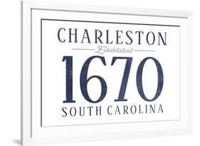 Charleston, South Carolina - Established Date (Blue)-Lantern Press-Framed Premium Giclee Print
