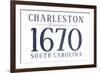 Charleston, South Carolina - Established Date (Blue)-Lantern Press-Framed Premium Giclee Print