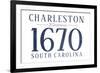 Charleston, South Carolina - Established Date (Blue)-Lantern Press-Framed Premium Giclee Print