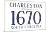 Charleston, South Carolina - Established Date (Blue)-Lantern Press-Mounted Premium Giclee Print