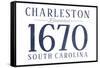 Charleston, South Carolina - Established Date (Blue)-Lantern Press-Framed Stretched Canvas