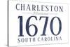 Charleston, South Carolina - Established Date (Blue)-Lantern Press-Stretched Canvas