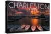 Charleston, South Carolina - Harbor and Sunset-Lantern Press-Stretched Canvas