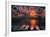 Charleston, South Carolina - Harbor and Sunset-Lantern Press-Framed Art Print