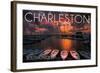 Charleston, South Carolina - Harbor and Sunset-Lantern Press-Framed Art Print