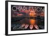 Charleston, South Carolina - Harbor and Sunset-Lantern Press-Framed Art Print