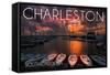 Charleston, South Carolina - Harbor and Sunset-Lantern Press-Framed Stretched Canvas