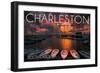 Charleston, South Carolina - Harbor and Sunset-Lantern Press-Framed Art Print