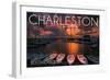 Charleston, South Carolina - Harbor and Sunset-Lantern Press-Framed Art Print