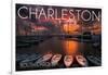 Charleston, South Carolina - Harbor and Sunset-Lantern Press-Framed Art Print