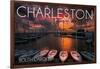 Charleston, South Carolina - Harbor and Sunset-Lantern Press-Framed Art Print