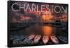 Charleston, South Carolina - Harbor and Sunset-Lantern Press-Framed Stretched Canvas