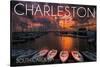 Charleston, South Carolina - Harbor and Sunset-Lantern Press-Stretched Canvas