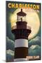 Charleston, South Carolina - Morris Island - Lighthouse & Moon - Lantern Press Artwork-Lantern Press-Mounted Art Print