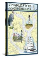 Charleston, South Carolina - Nautical Chart-Lantern Press-Stretched Canvas