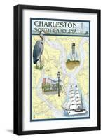 Charleston, South Carolina - Nautical Chart-Lantern Press-Framed Art Print