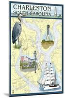 Charleston, South Carolina - Nautical Chart-Lantern Press-Mounted Art Print