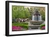 Charleston, South Carolina - Pineapple Fountain-Lantern Press-Framed Art Print