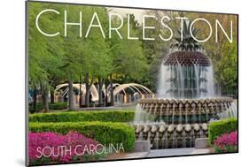 Charleston, South Carolina - Pineapple Fountain-Lantern Press-Mounted Art Print