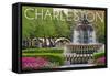 Charleston, South Carolina - Pineapple Fountain-Lantern Press-Framed Stretched Canvas